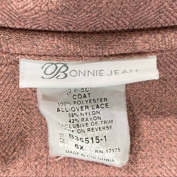 Bonnie Jean pink and brown single button overcoat size 6X - Picture 6 of 6